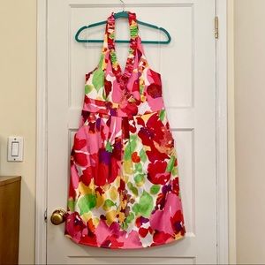 Multicolored Floral Halter Dress